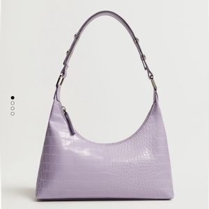 USED MANGO Croc-effect baguette bag